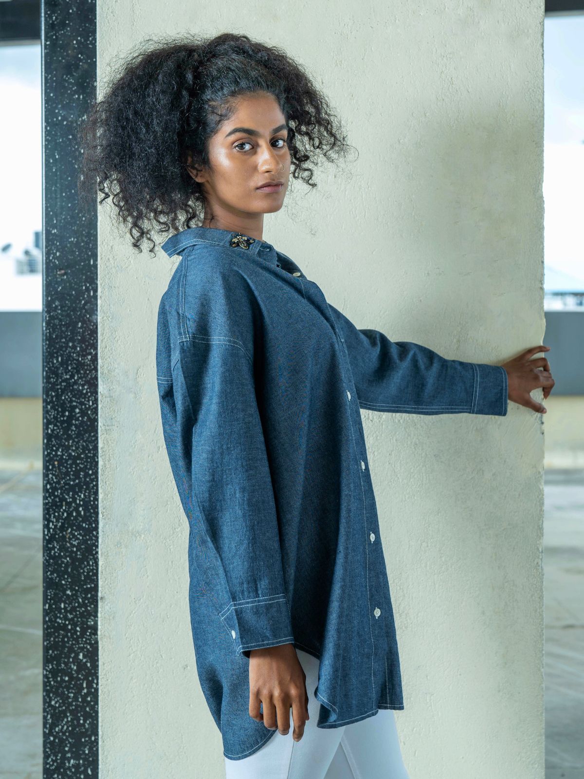 Chambray denim shop shirt dress