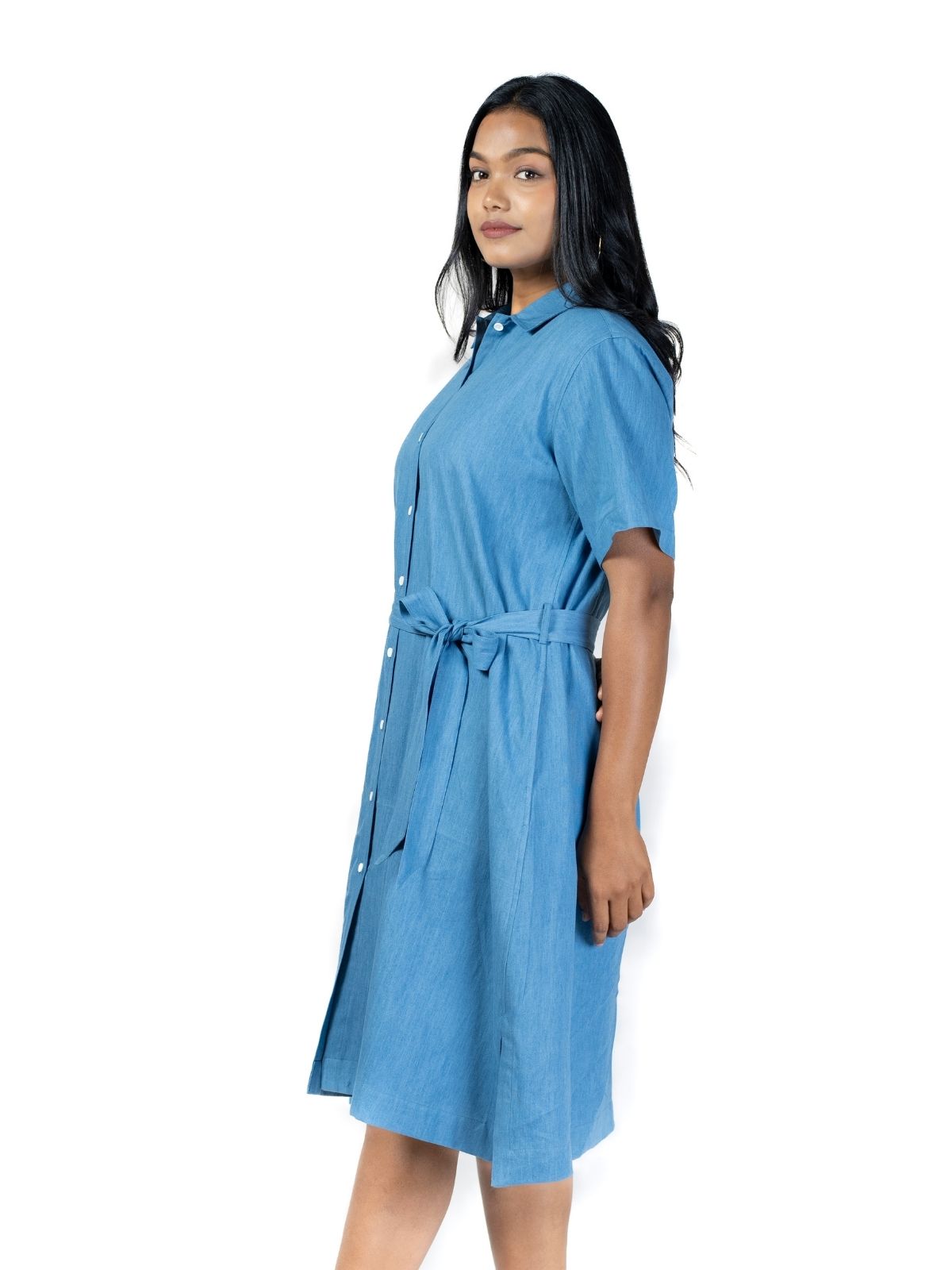 Chambray shirt dress left side
