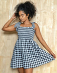 Smocked Bodice Check Dress