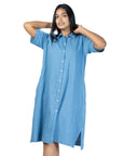 Chambray shirt dress for women