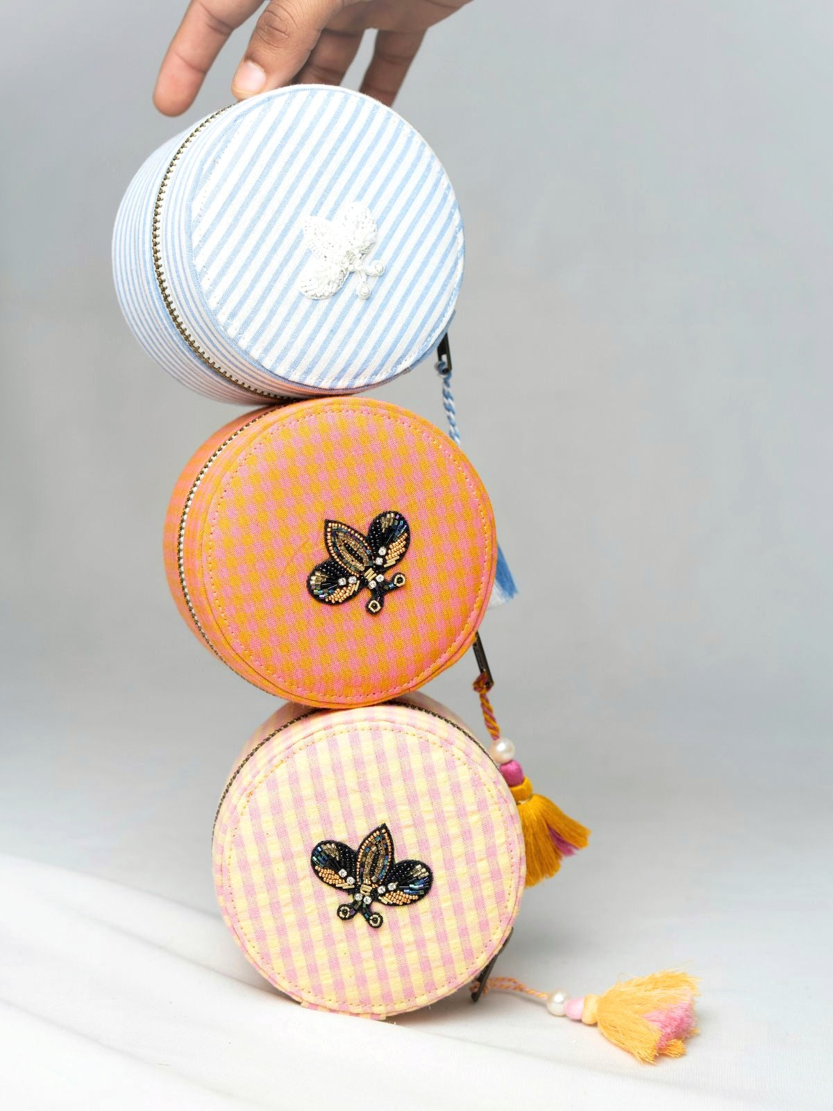 Hand Embroidered Bee Design Jewelry Box