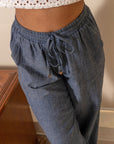 Chambray Denim Pull Up Pants