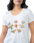Solid Color Hand Embroidered T-shirt