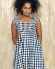 Smocked Bodice Check Dress